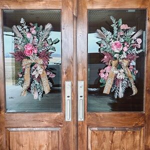 Pink and Green Floral Door Wreaths